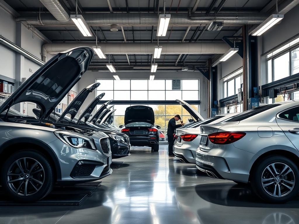 Workshop engine parts close-up